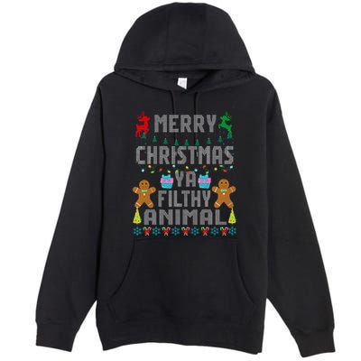 Merry Christmas Animal Filthy Ya Ugly Sweater PJs Matching Premium Pullover Hoodie