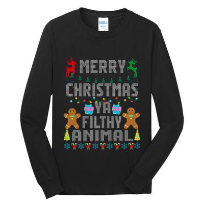 Merry Christmas Animal Filthy Ya Ugly Sweater PJs Matching Tall Long Sleeve T-Shirt