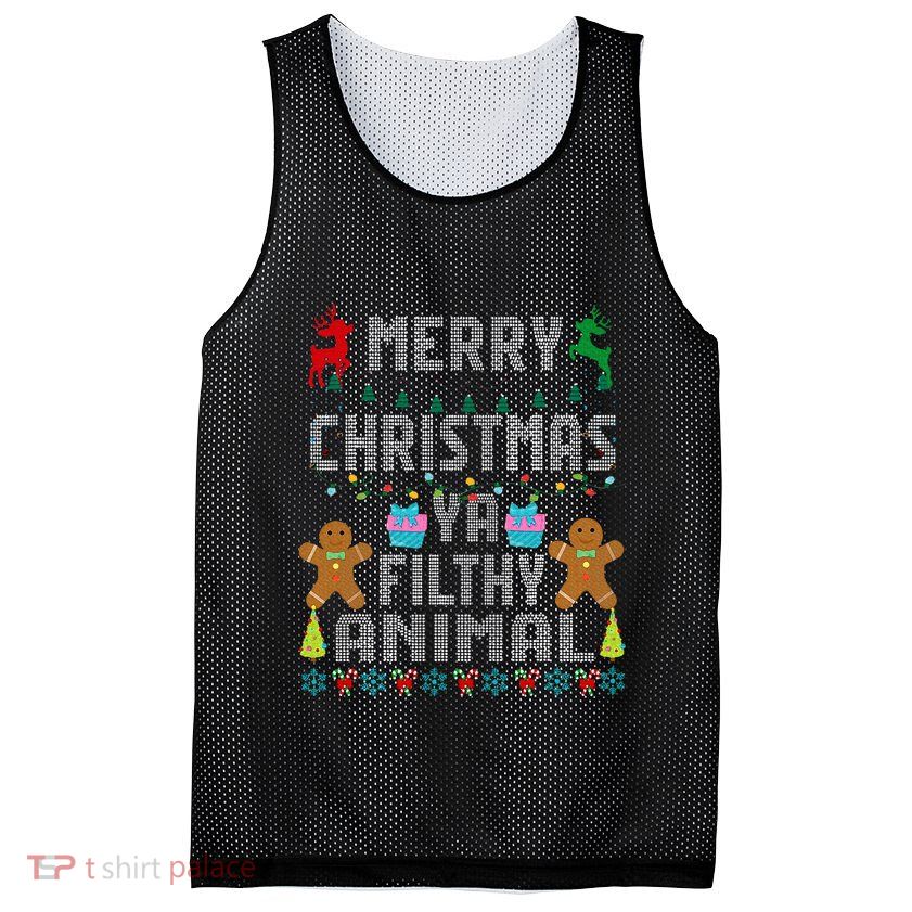 Merry Christmas Animal Filthy Ya Ugly Sweater PJs Matching Mesh Reversible Basketball Jersey Tank
