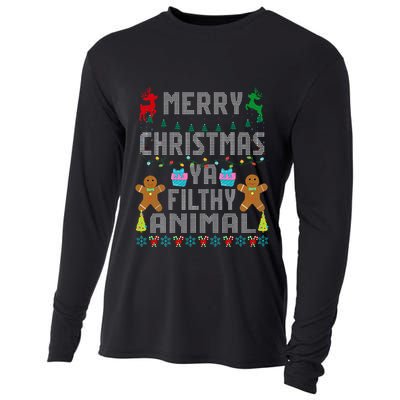 Merry Christmas Animal Filthy Ya Ugly Sweater PJs Matching Cooling Performance Long Sleeve Crew