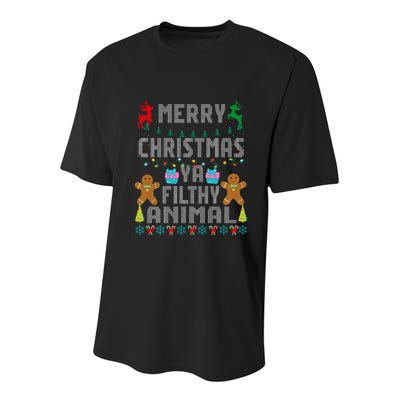 Merry Christmas Animal Filthy Ya Ugly Sweater PJs Matching Youth Performance Sprint T-Shirt
