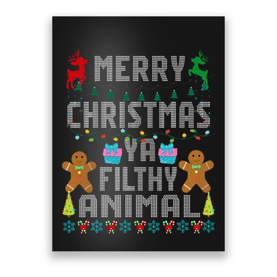 Merry Christmas Animal Filthy Ya Ugly Sweater PJs Matching Poster