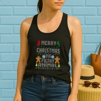 Merry Christmas Animal Filthy Ya Ugly Sweater PJs Matching Womens Tank Top