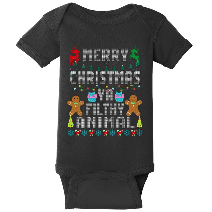 Merry Christmas Animal Filthy Ya Ugly Sweater PJs Matching Baby Bodysuit