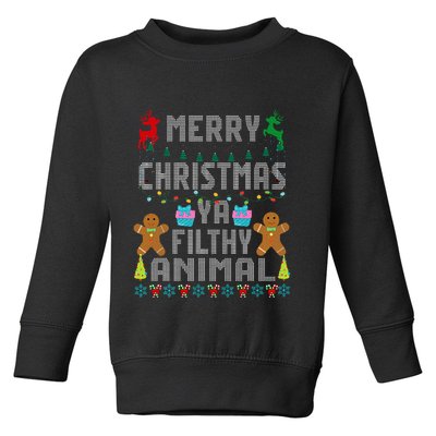 Merry Christmas Animal Filthy Ya Ugly Sweater PJs Matching Toddler Sweatshirt