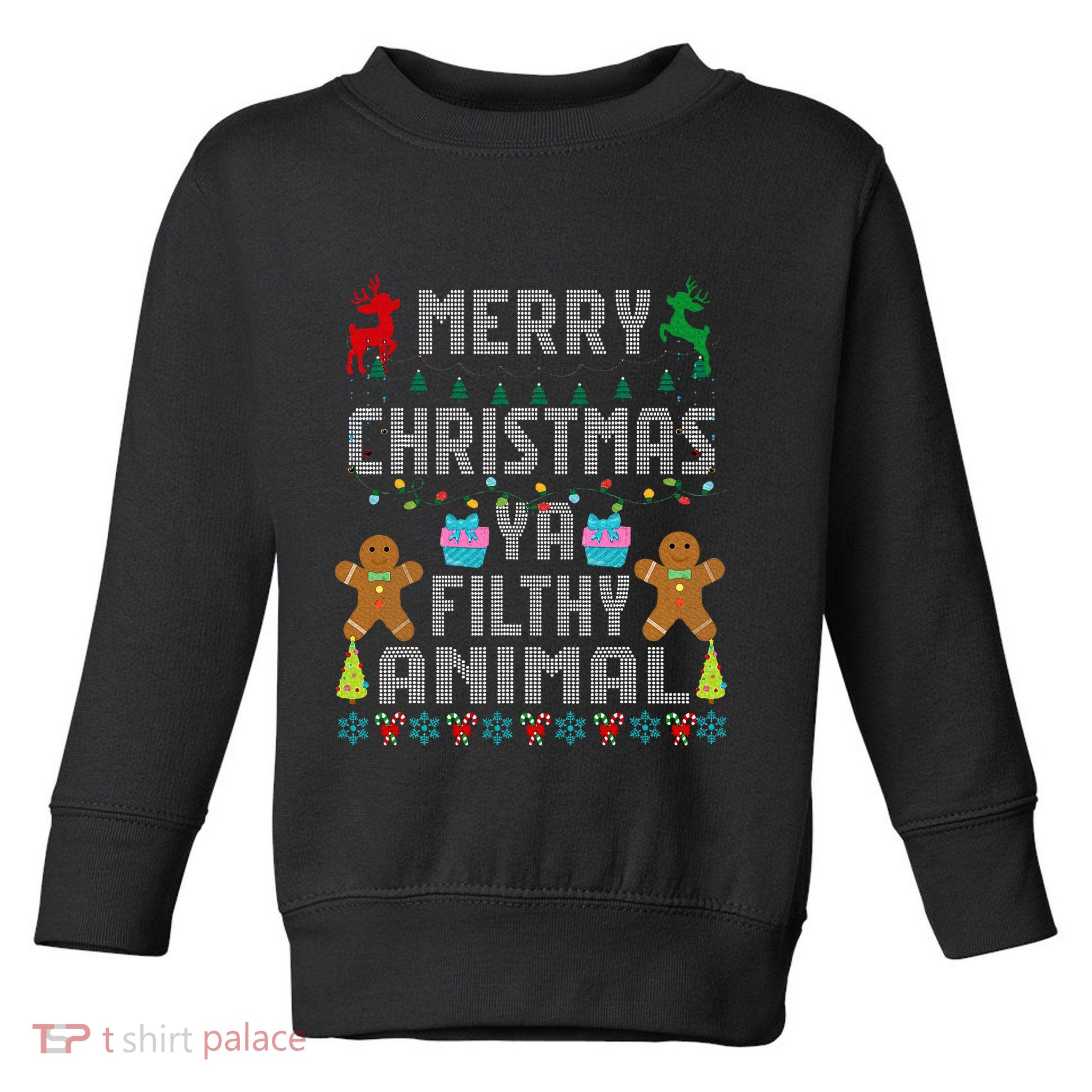 Merry Christmas Animal Filthy Ya Ugly Sweater PJs Matching Toddler Sweatshirt