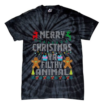 Merry Christmas Animal Filthy Ya Ugly Sweater PJs Matching Tie-Dye T-Shirt