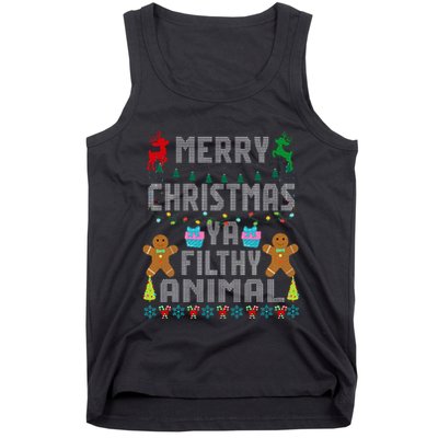 Merry Christmas Animal Filthy Ya Ugly Sweater PJs Matching Tank Top
