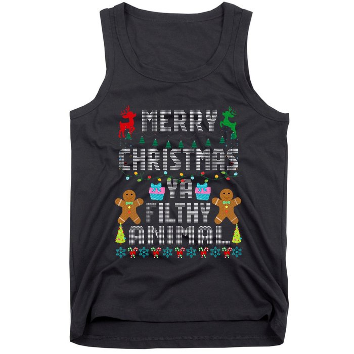 Merry Christmas Animal Filthy Ya Ugly Sweater PJs Matching Tank Top