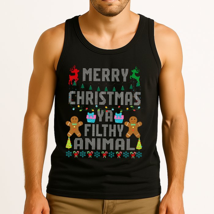 Merry Christmas Animal Filthy Ya Ugly Sweater PJs Matching Tank Top