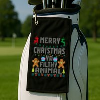 Merry Christmas Animal Filthy Ya Ugly Sweater PJs Matching Golf Towel