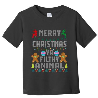 Merry Christmas Animal Filthy Ya Ugly Sweater PJs Matching Toddler T-Shirt