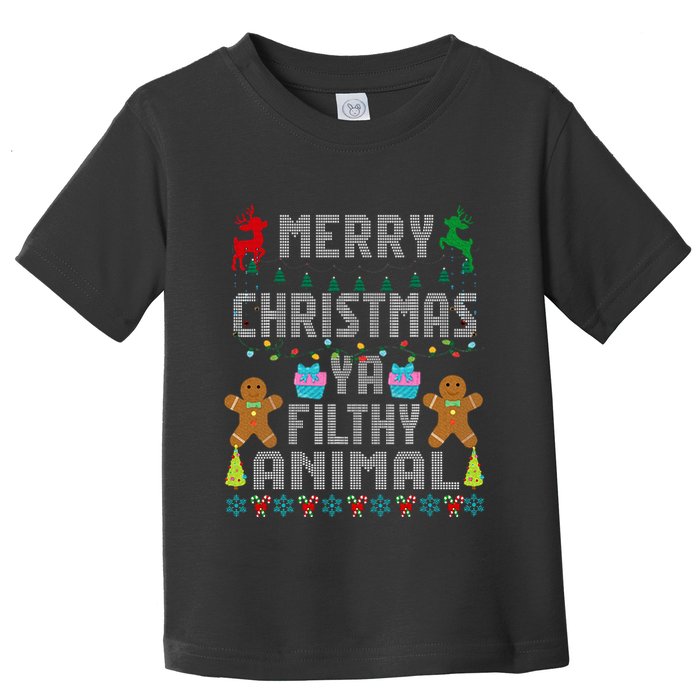Merry Christmas Animal Filthy Ya Ugly Sweater PJs Matching Toddler T-Shirt