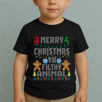Merry Christmas Animal Filthy Ya Ugly Sweater PJs Matching Toddler T-Shirt