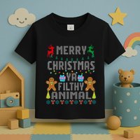 Merry Christmas Animal Filthy Ya Ugly Sweater PJs Matching Toddler T-Shirt