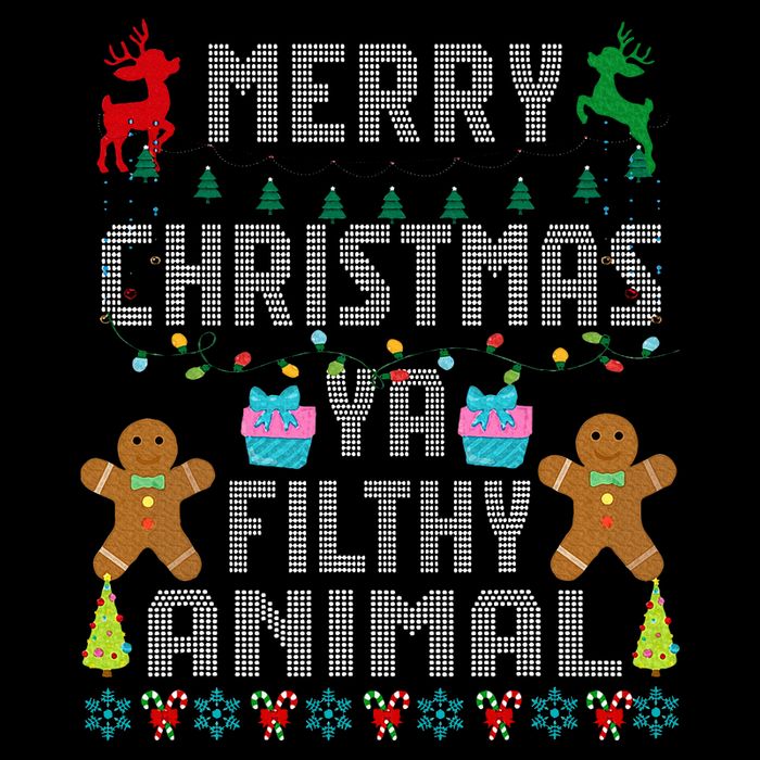 Merry Christmas Animal Filthy Ya Ugly Sweater PJs Matching Toddler T-Shirt