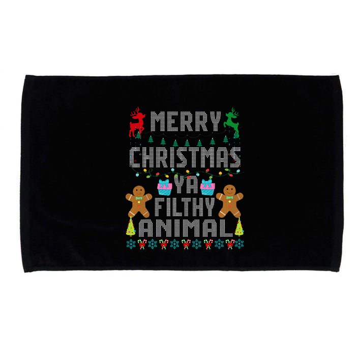 Merry Christmas Animal Filthy Ya Ugly Sweater PJs Matching Microfiber Hand Towel