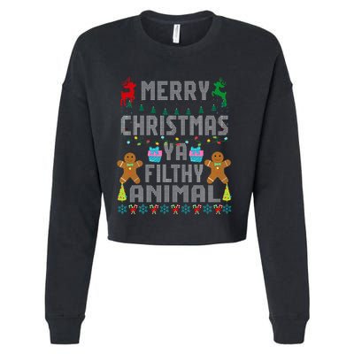 Merry Christmas Animal Filthy Ya Ugly Sweater PJs Matching Cropped Pullover Crew
