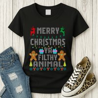 Merry Christmas Animal Filthy Ya Ugly Sweater PJs Matching Womens T-Shirt