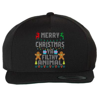 Merry Christmas Animal Filthy Ya Ugly Sweater PJs Matching Wool Snapback Cap