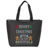Merry Christmas Animal Filthy Ya Ugly Sweater PJs Matching Zip Tote Bag