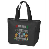 Merry Christmas Animal Filthy Ya Ugly Sweater PJs Matching Zip Tote Bag