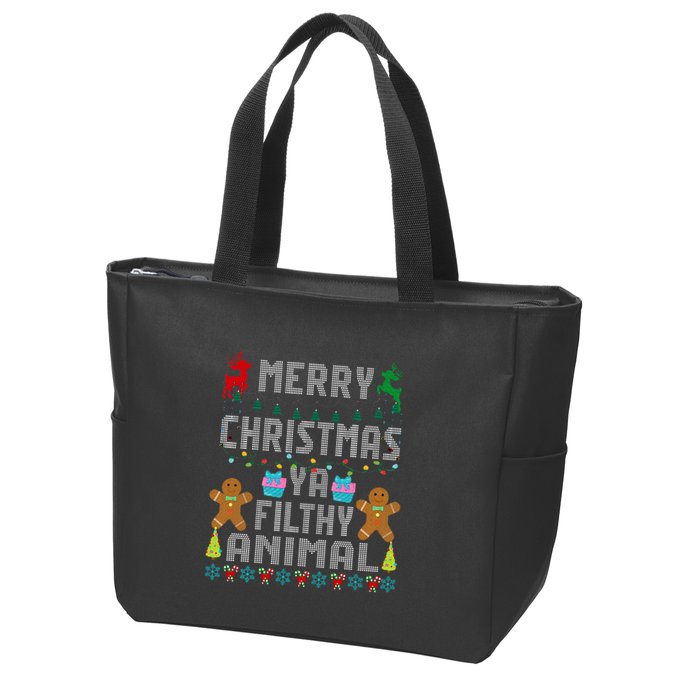 Merry Christmas Animal Filthy Ya Ugly Sweater PJs Matching Zip Tote Bag