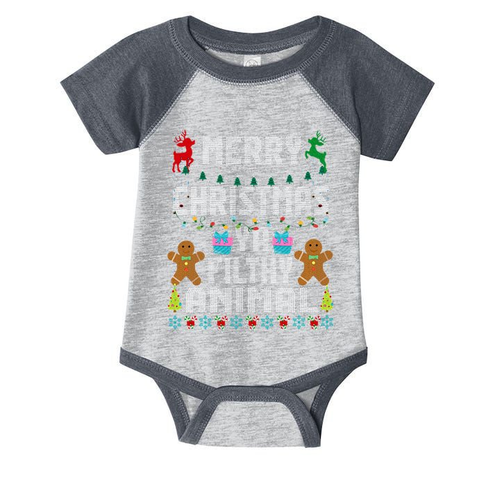 Merry Christmas Animal Filthy Ya Ugly Sweater PJs Matching Infant Baby Jersey Bodysuit