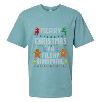 Merry Christmas Animal Filthy Ya Ugly Sweater PJs Matching Sueded Cloud Jersey T-Shirt