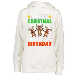 Merry Christmas And Yes ItS My Birthday Christmas Pajamas Gift Womens Funnel Neck Pullover Hood