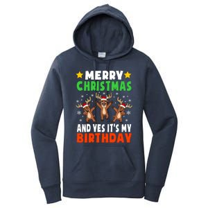 Merry Christmas And Yes ItS My Birthday Christmas Pajamas Gift Women's Pullover Hoodie