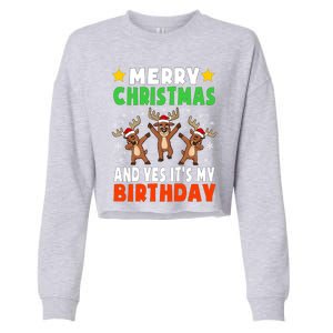 Merry Christmas And Yes ItS My Birthday Christmas Pajamas Gift Cropped Pullover Crew