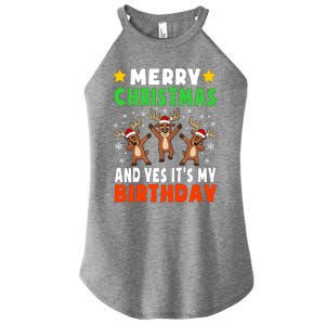 Merry Christmas And Yes ItS My Birthday Christmas Pajamas Gift Women's Perfect Tri Rocker Tank