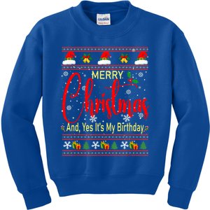 Merry Christmas And Yes It’S My Birthday Funny Gift Kids Sweatshirt