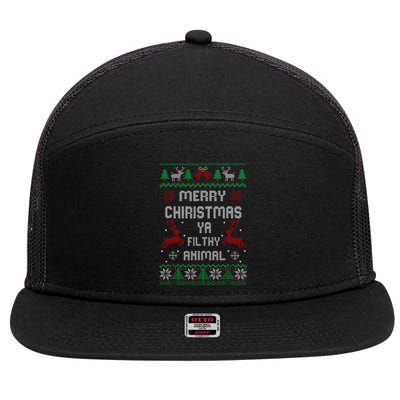 Merry Christmas Animal Filthy Ya Xmas Pajama 7 Panel Mesh Trucker Snapback Hat