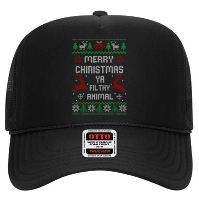 Merry Christmas Animal Filthy Ya Xmas Pajama High Crown Mesh Back Trucker Hat