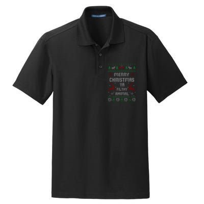 Merry Christmas Animal Filthy Ya Xmas Pajama Dry Zone Grid Polo