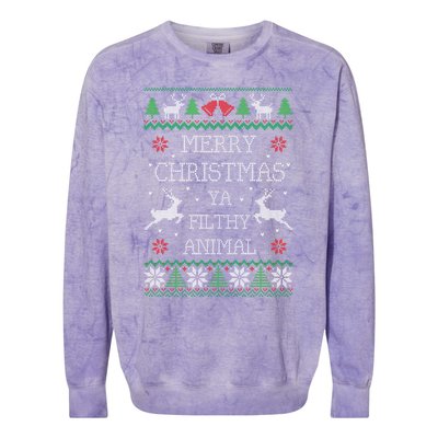 Merry Christmas Animal Filthy Ya Colorblast Crewneck Sweatshirt