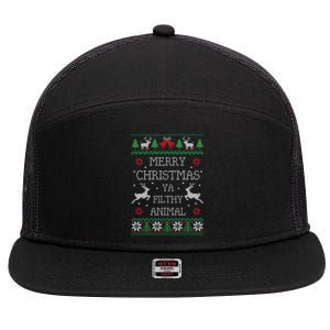 Merry Christmas Animal Filthy Ya 7 Panel Mesh Trucker Snapback Hat