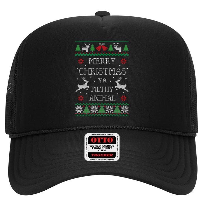 Merry Christmas Animal Filthy Ya High Crown Mesh Back Trucker Hat