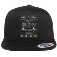 Merry Christmas Animal Filthy Ya Flat Bill Trucker Hat