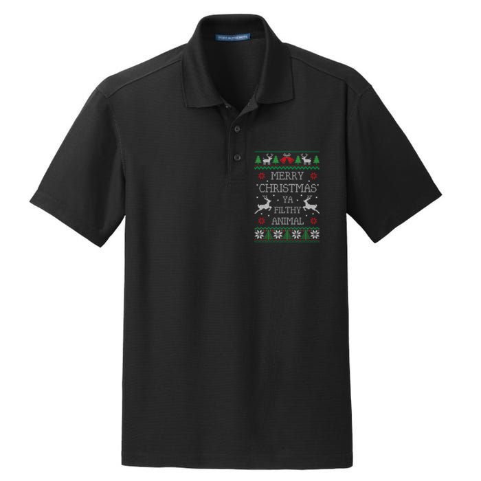 Merry Christmas Animal Filthy Ya Dry Zone Grid Polo