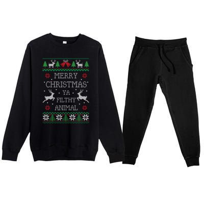 Merry Christmas Animal Filthy Ya Premium Crewneck Sweatsuit Set