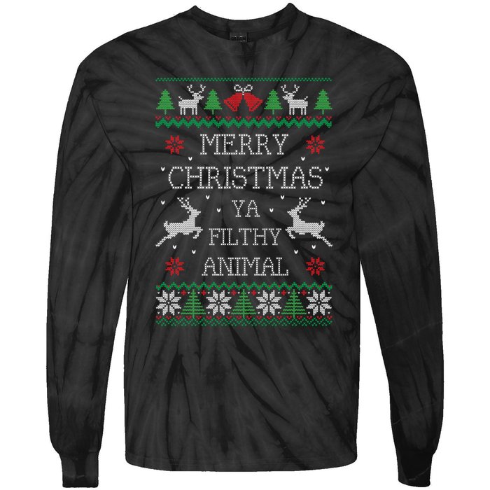 Merry Christmas Animal Filthy Ya Tie-Dye Long Sleeve Shirt