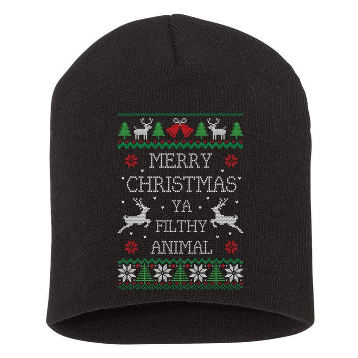 Merry Christmas Animal Filthy Ya Short Acrylic Beanie