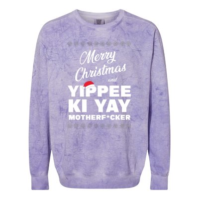 Merry Christmas And Yippee Ki Yay Funny Colorblast Crewneck Sweatshirt