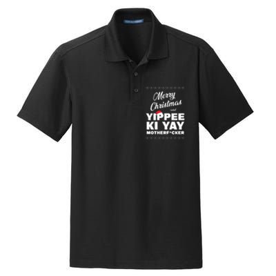 Merry Christmas And Yippee Ki Yay Funny Dry Zone Grid Polo