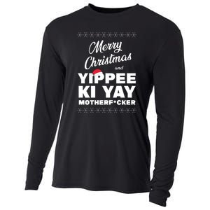 Merry Christmas And Yippee Ki Yay Funny Cooling Performance Long Sleeve Crew