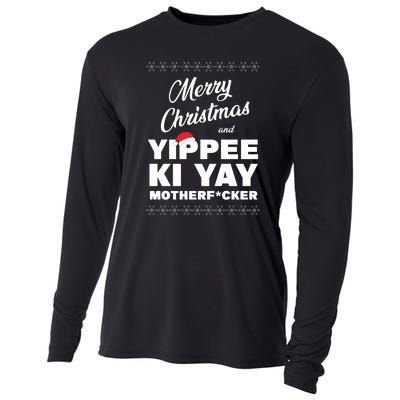 Merry Christmas And Yippee Ki Yay Funny Cooling Performance Long Sleeve Crew