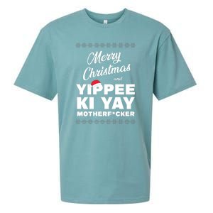 Merry Christmas And Yippee Ki Yay Funny Sueded Cloud Jersey T-Shirt